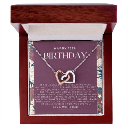 Gift For 13 Year Old Girl Gifts 13Th Birthday Girl 13Th Birthday Gift Thirteenth Birthday Necklace Teen Birthday Gift Official Teenager Interlocking Hearts Necklace