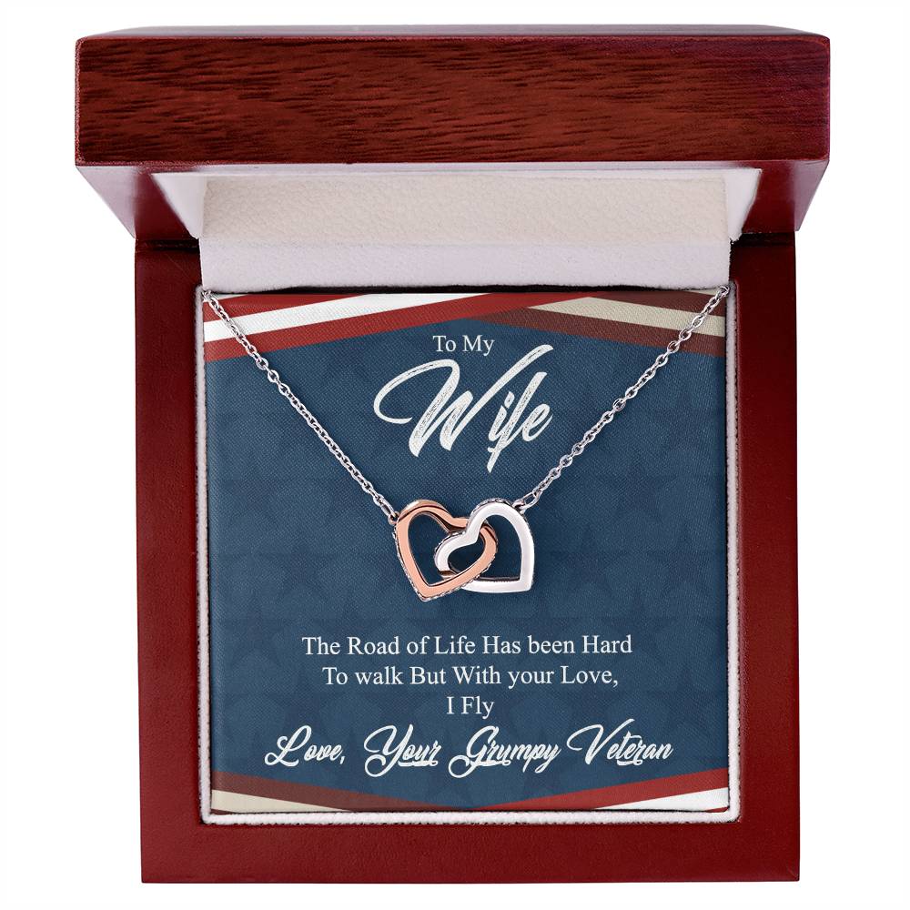 To My Wife-With Your Life I Fly-Interlocking Necklace Interlocking Hearts Necklace
