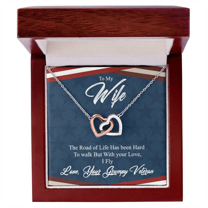 To My Wife-With Your Life I Fly-Interlocking Necklace Interlocking Hearts Necklace