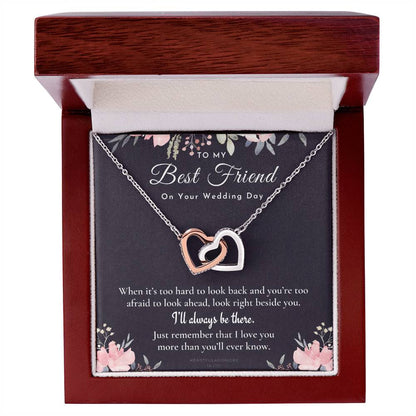 Best Friend Gift On Her Wedding Day Best Friend To Bride Necklace Best Friend Gift To Bride Bride Gift From Maid Of Honor To My Best Friend Interlocking Hearts Necklace