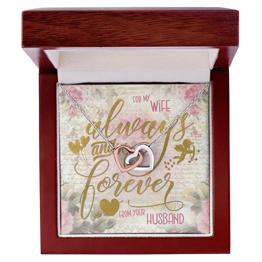Always & Forever For My Wife Interlocking Hearts Necklace