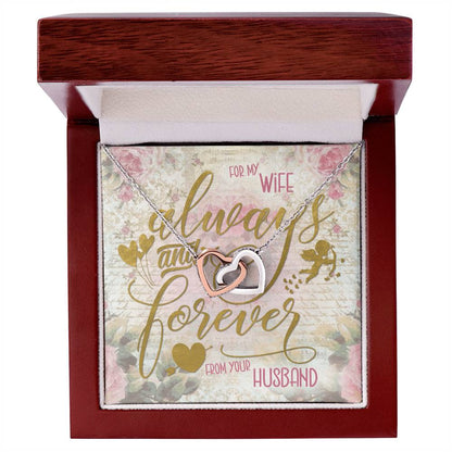 Always & Forever For My Wife Interlocking Hearts Necklace