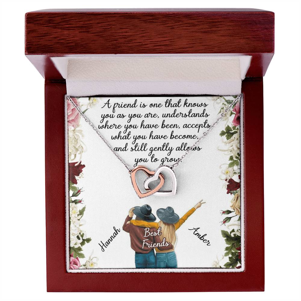 Best Friend Gift Necklace Interlocking Hearts Necklace Gift For Best Friend Birthday Gift For Friend Bff Necklace Gift Custom Name Card