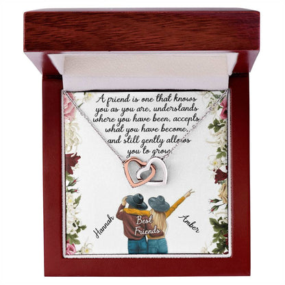 Best Friend Gift Necklace Interlocking Hearts Necklace Gift For Best Friend Birthday Gift For Friend Bff Necklace Gift Custom Name Card