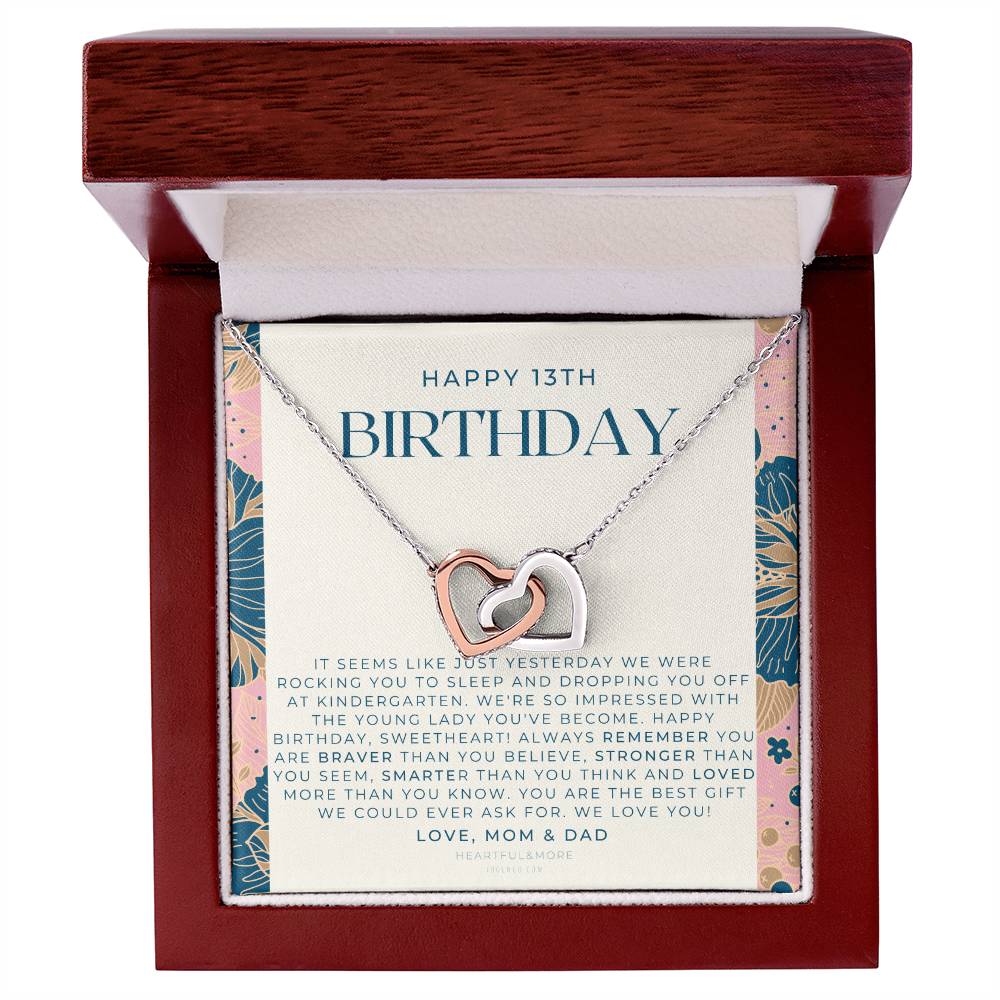 Gift For 13 Year Old Girl Gifts 13Th Birthday Girl 13Th Birthday Gift Thirteenth Birthday Necklace Teen Birthday Gift Official Teenager Interlocking Hearts Necklace