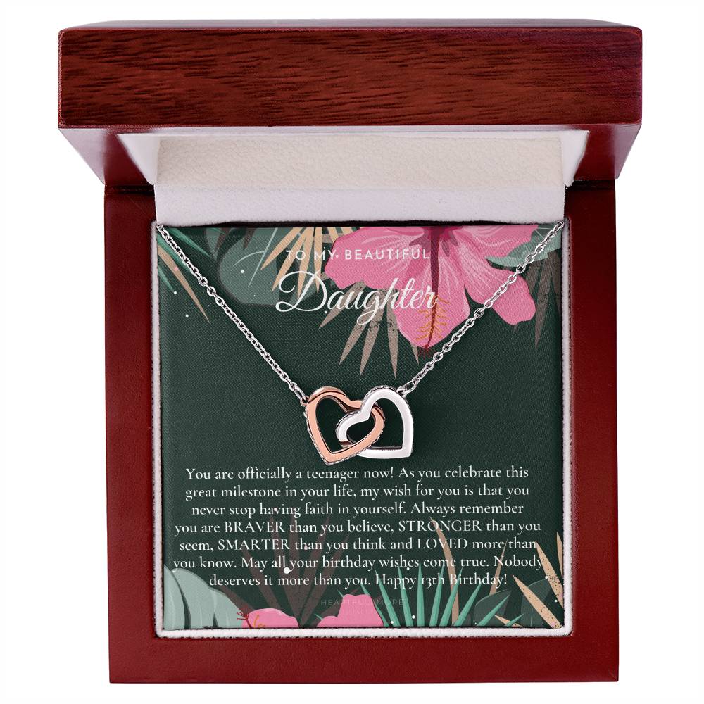 Gift For 13 Year Old Girl Gifts 13Th Birthday Girl 13Th Birthday Gift Thirteenth Birthday Necklace Teen Birthday Gift Official Teenager Interlocking Hearts Necklace