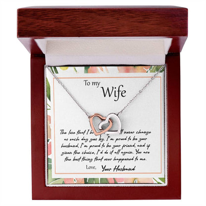 To My Wife The Love That I Have For You - Leaf Interlocking Hearts Necklace