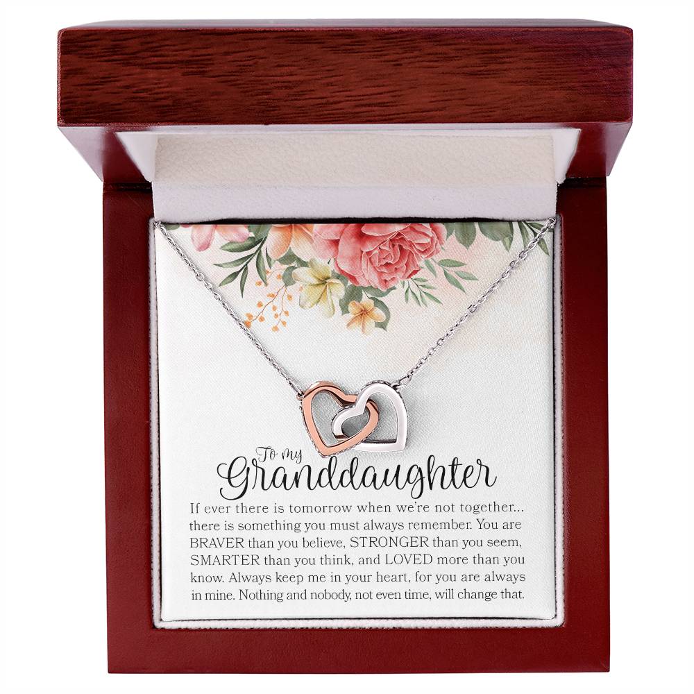 Gift For Granddaughter - To My Beautiful Granddaughter - Double Hearts Necklace - I Love You Interlocking Hearts Necklace