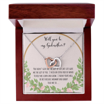 Will You Be My Godmother You Didn'T Give Me The Gift Of Life Interlocking Hearts Necklace