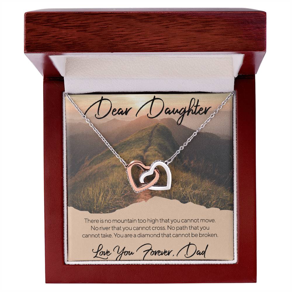 Dear Daughter - Love You Forever - Dad Interlocking Hearts Necklace