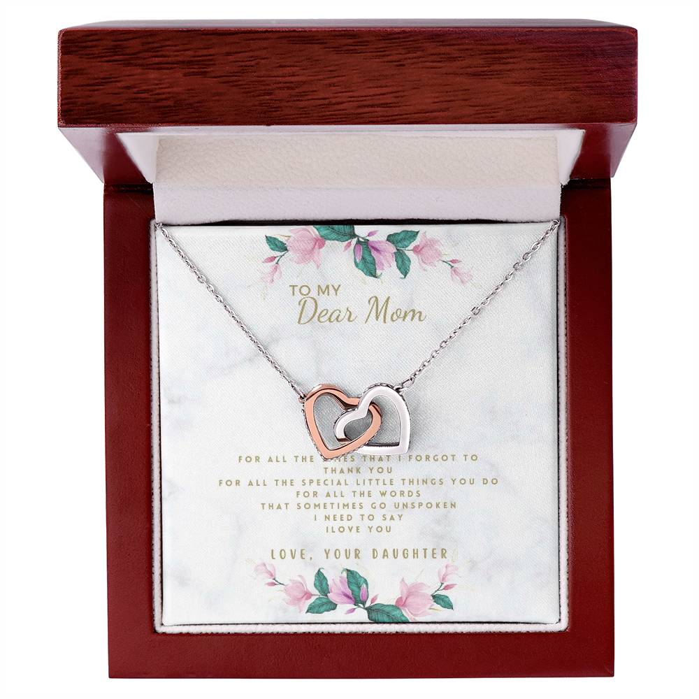 Daughter To Mom For Mom 2022 Mother'S Day Birthday Wedding Christmas Gifts Interlocking Hearts Necklace