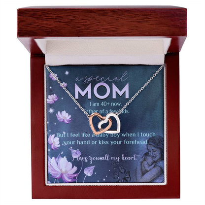 Feel Like Baby Boy Gift For Mom Interlocking Hearts Necklace