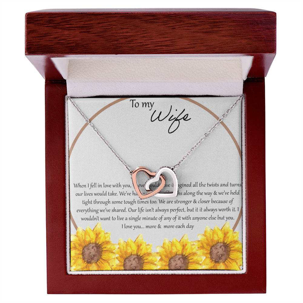To My Wife When I Fell In Love With You - Daisy Interlocking Hearts Necklace