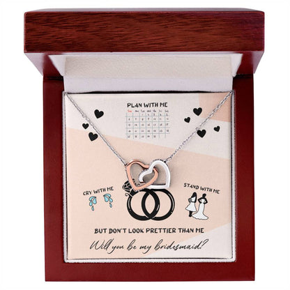 Bridesmaid Proposal Double Heart Necklace Interlocking Hearts Necklace