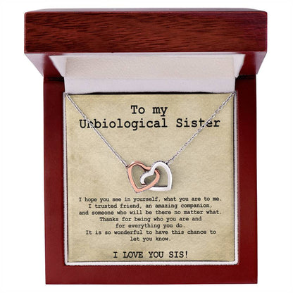 Unbiological Sister Necklace Soul Sister Big Little Sorority Sister In Law Necklace Step Sister Gift Tribe Necklace Best Friend Gift Bff Gift Interlocking Hearts Necklace