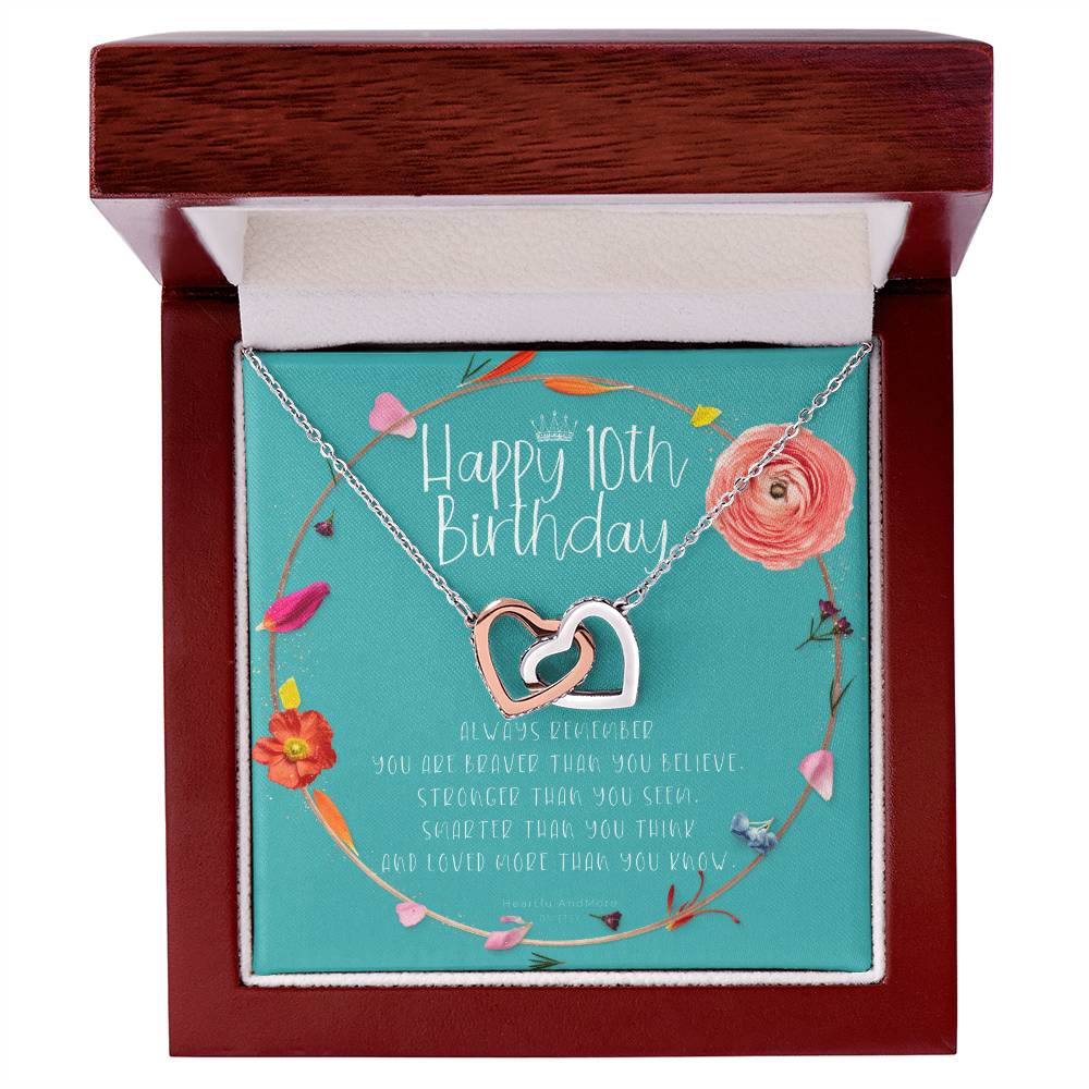 10Th Birthday Gift For Girl Birthday Gift For 10 Year Old Tenth Birthday Birthday Gift Little Girl Personalized Necklace Heart Necklace Interlocking Hearts Necklace