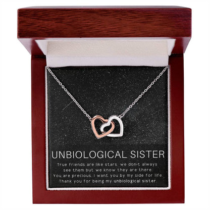 Unbiological Sister Necklace Soul Sister Sorority Sister Sister In Law Necklace Interlocking Hearts Necklace