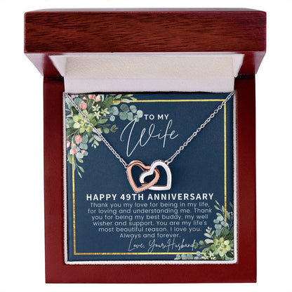 49Th Anniversary Gift For Wife 49Th Anniversary Gifts 49 Year Anniversary Gift Ideas 49 Year Wedding Anniversary Gift For Her Interlocking Hearts Necklace