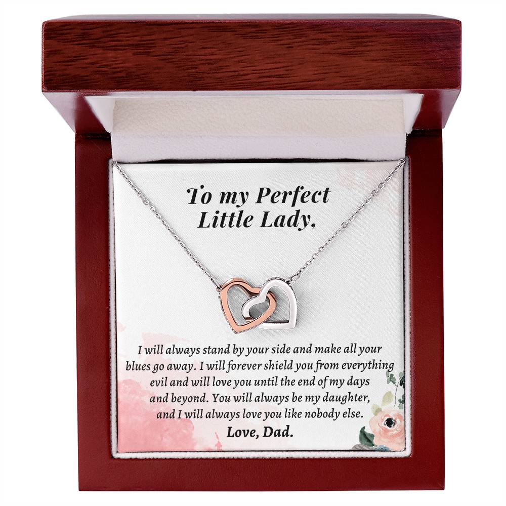 Gift For Daughter From Dad - I Will Always Love You Like Nobody Else Interlocking Hearts Necklace