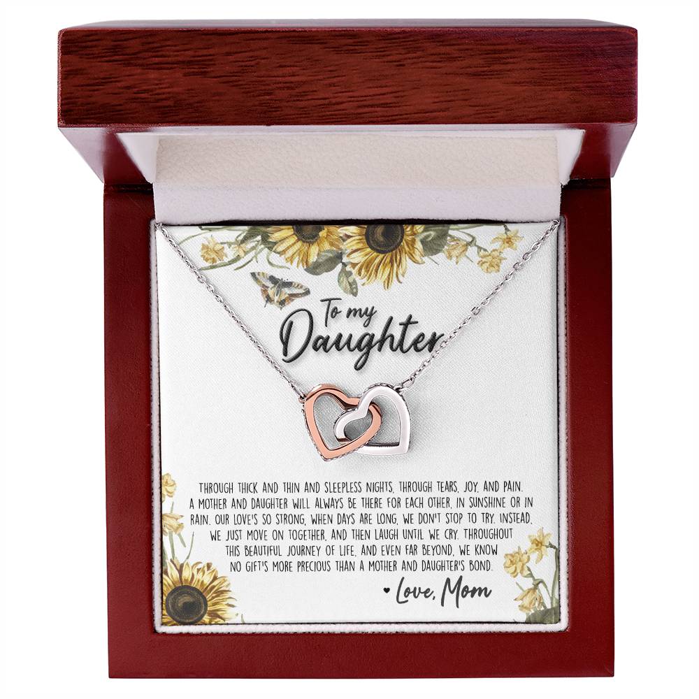 A Mother & Daughter'S Bond - Necklace With Message Card Interlocking Hearts Necklace