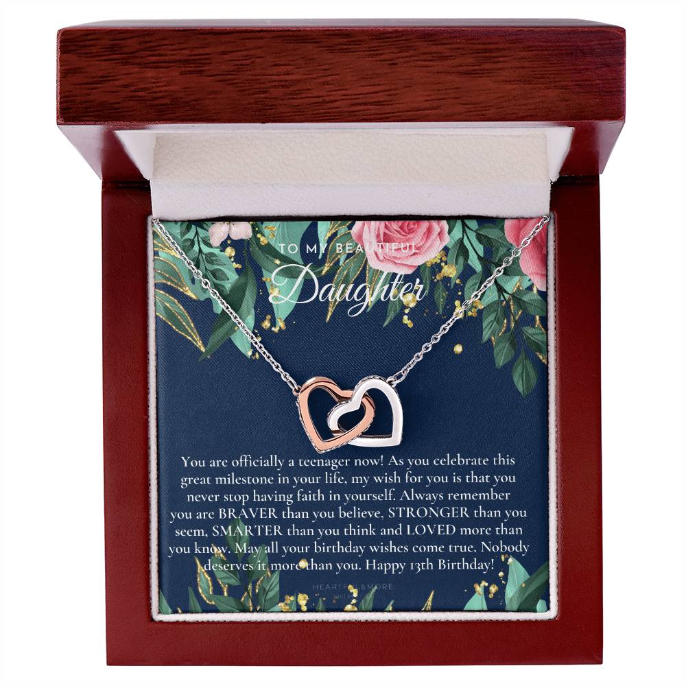 Gift For 13 Year Old Girl Gifts 13Th Birthday Girl 13Th Birthday Gift Thirteenth Birthday Necklace Teen Birthday Gift Official Teenager Interlocking Hearts Necklace
