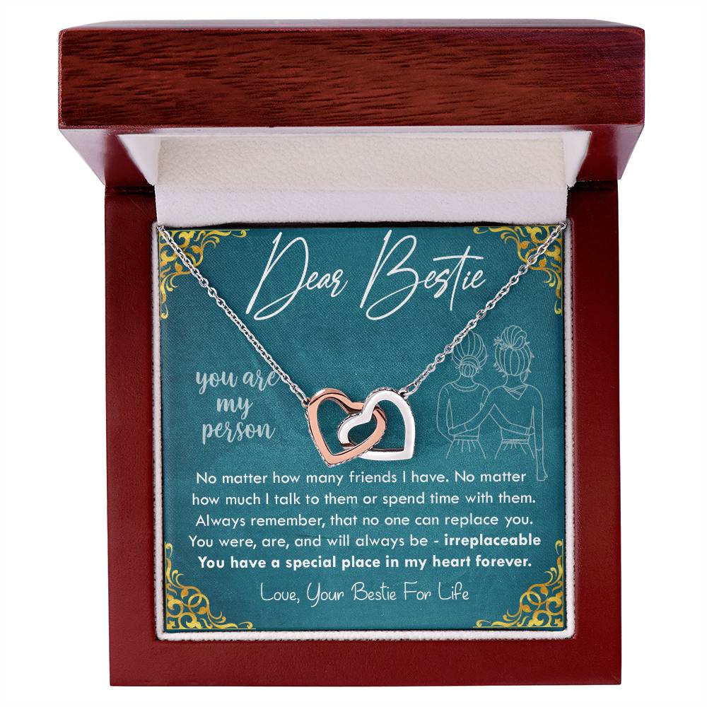 Dear Bestie - You Are My Person Interlocking Hearts Necklace