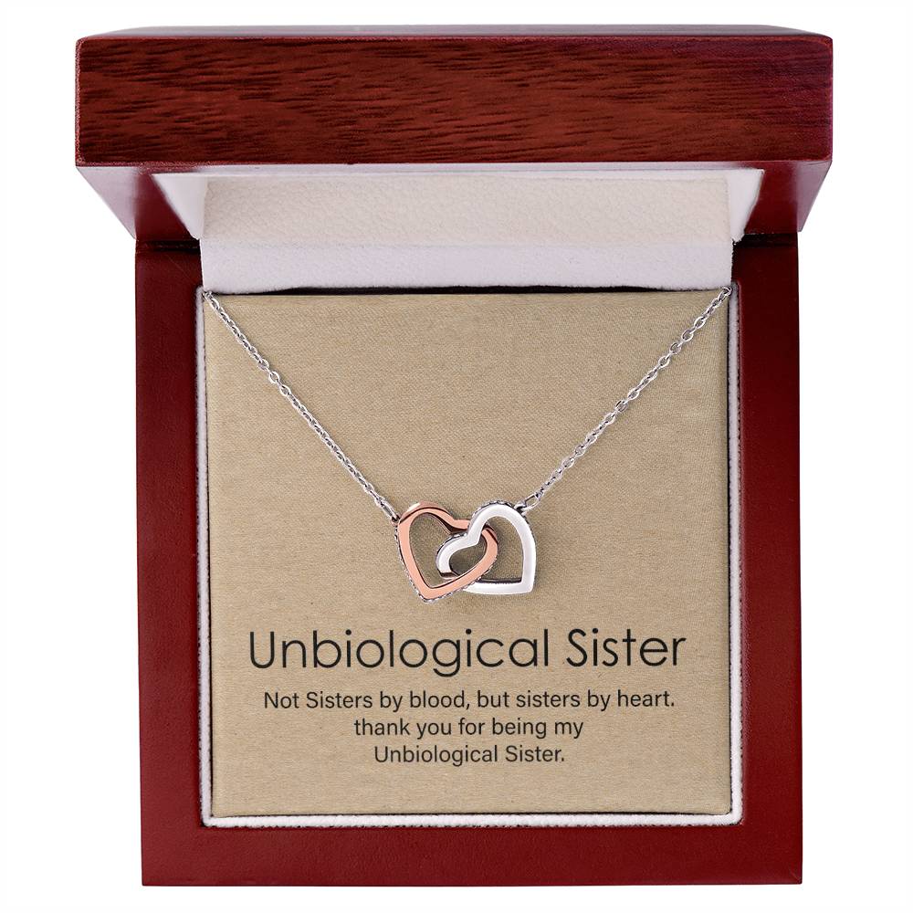 Unbiological Sister Gift Best Friend Necklace Big Little Sorority Soul Sister Bridesmaid Gift Interlocking Hearts Necklace
