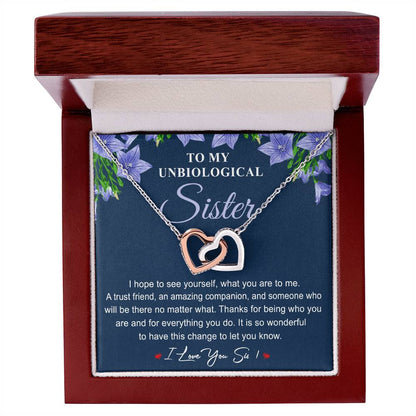 Collection Unbiological Sister - Love You Sis ! Interlocking Hearts Necklace