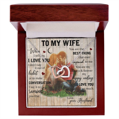 Wife Birthday Necklace Husband To Wife Necklace Necklace Present For Wife Jewelry For My Wife Interlocking Hearts Necklace
