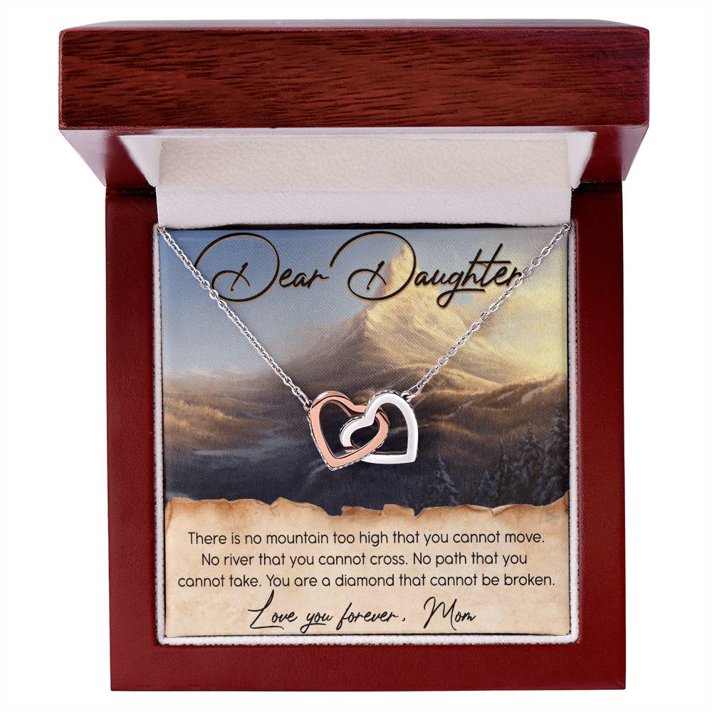 Dear Daughter Interlocking Hearts Necklace Message Card