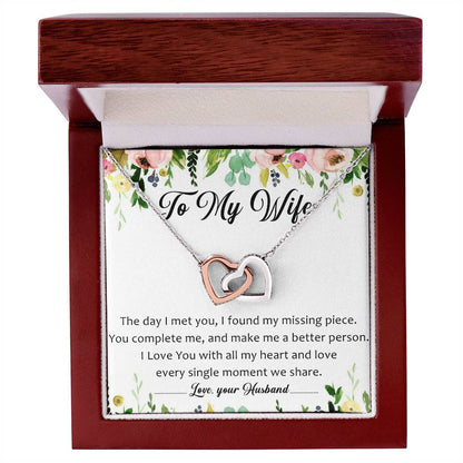 To My Wife Interlocking Hearts Necklace Message Card
