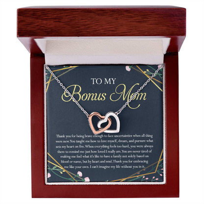 Gift For Bonus Mom Interlocking Hearts Necklace