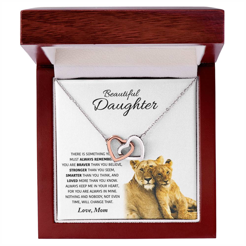 Beautiful Daughter - Love Gift For Daughters From Mom - Interlocking Hearts Necklace