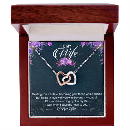 To My Wife Interlocking Hearts Necklace Message Card