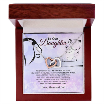 To Our Daughter - Never Ending Love - Necklace Interlocking Hearts Necklace