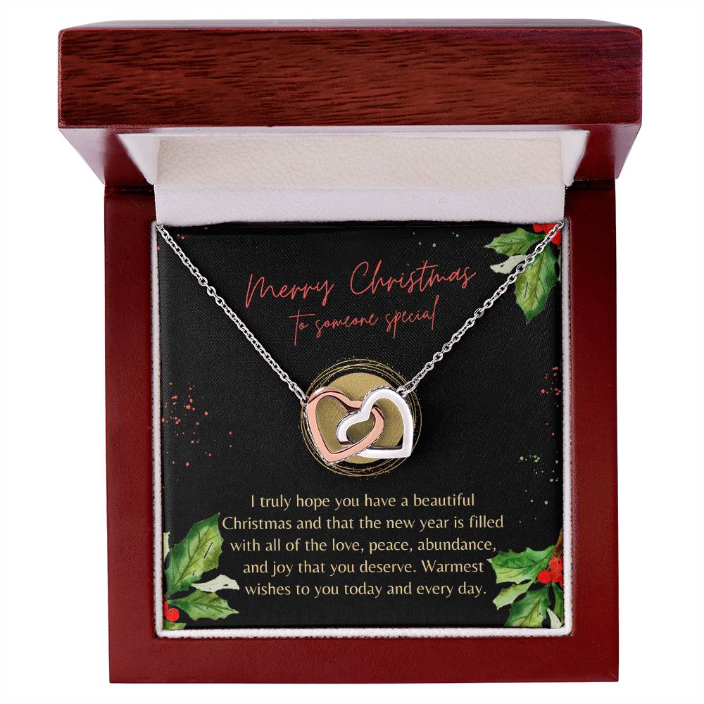Christmas Interlocking Hearts Necklace Black Holly Someone Special