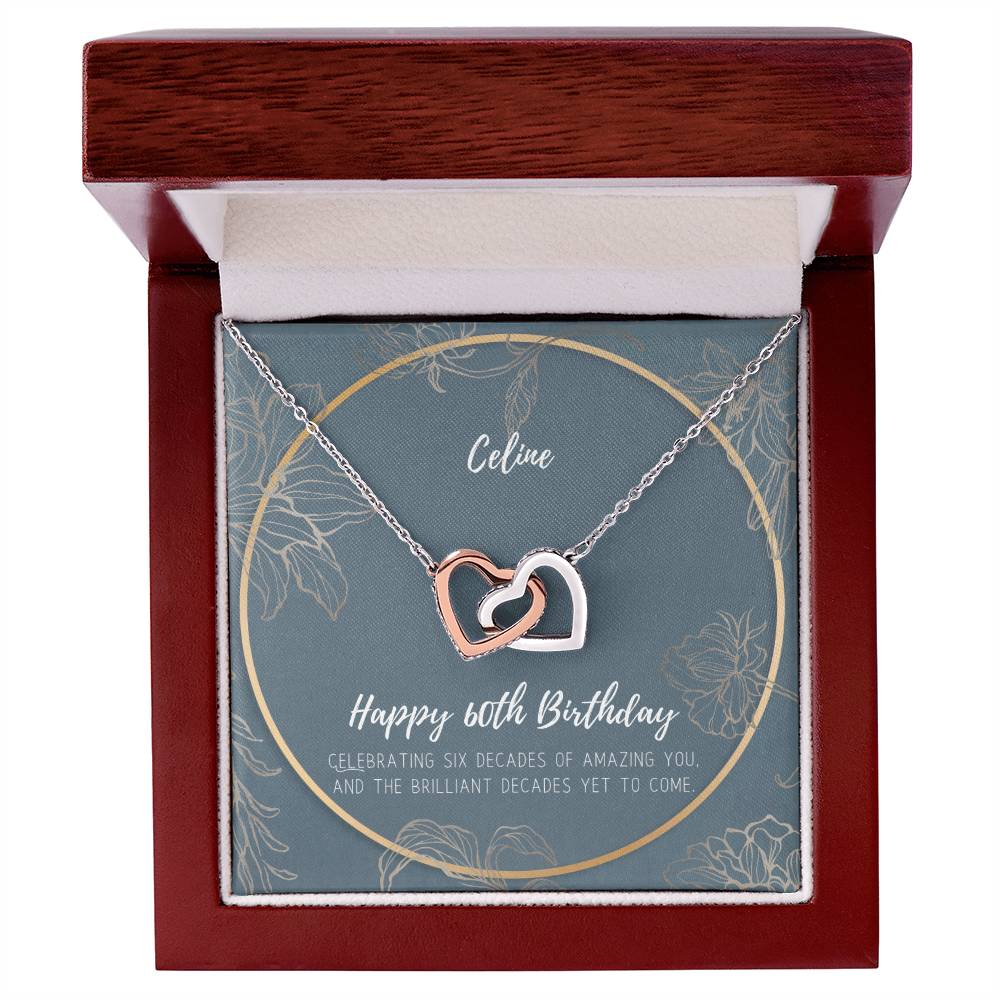 60Th Birthday Interlocking Hearts Necklace