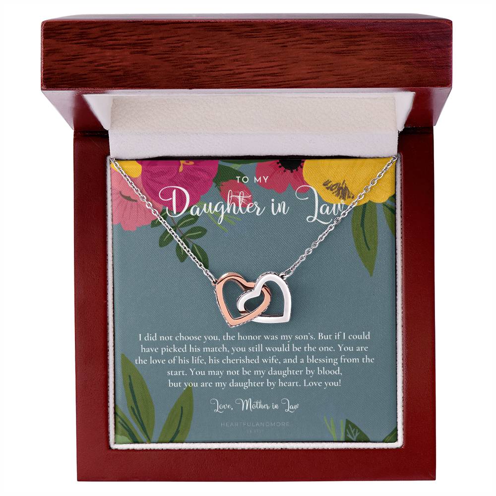 Daughter-In-Law Gift Necklace Wedding Gift Jewelry From Mother-In Law Gift For Bride Daughter-In-Heart Interlocking Hearts Necklace