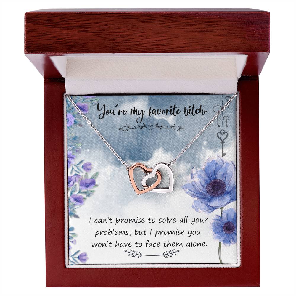 You'Re My Favorite Bitch - Interlocking Hearts Necklace