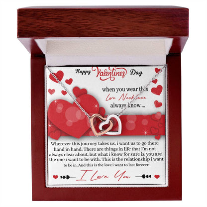 Valentines Day Love Necklace - Gift Interlocking Hearts Necklace