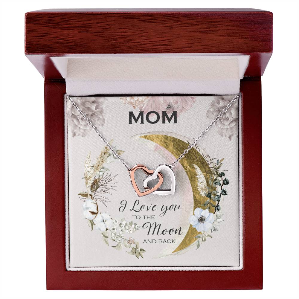 Birthday Gift From Daughter Gift For Mom I Love You To The Moon And Back Necklace For Mom Mother'S Day Gift Women'S Jewelry Interlocking Hearts Necklace