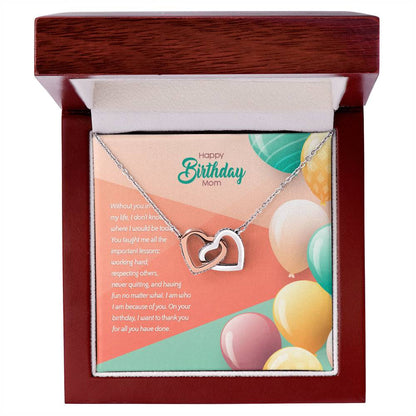 Birthday Edition Thank You Mom! For All You'Ve Done - Interlocking Hearts Necklace