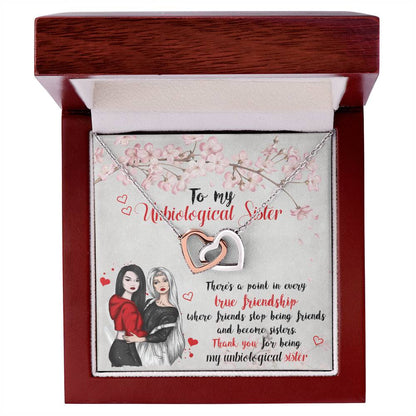 Unbiological Sister Gift-Inter Locking Necklace For Unbiological Sister-Sister Gift Idea-Best Friend Necklace Gift Idea Interlocking Hearts Necklace