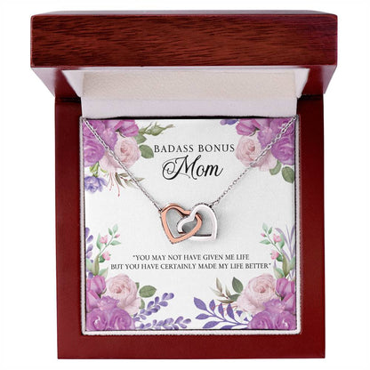Badass Bonus Mom Interlocking Hearts Necklace