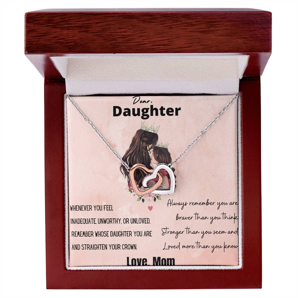 Dear Daughter Straighten Your Crown Interlocking Hearts Necklace