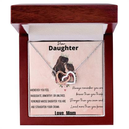 Dear Daughter Straighten Your Crown Interlocking Hearts Necklace