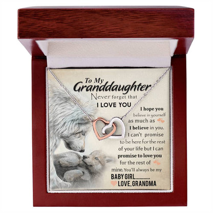 Always My Baby Girl Necklace With Message Box Interlocking Hearts Necklace