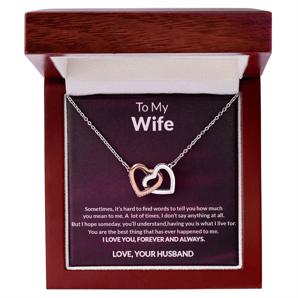 To My Wife Interlocking Heart Necklace Anniversary Gift For Wife Christmas Gift For Wife Interlocking Hearts Necklace