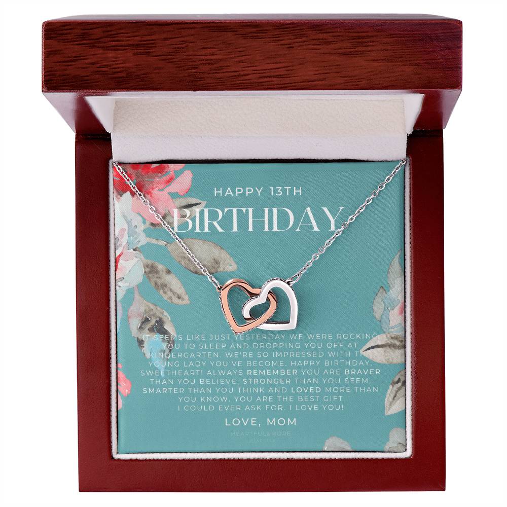 Gift For 13 Year Old Girl Gifts 13Th Birthday Girl 13Th Birthday Gift Thirteenth Birthday Necklace Teen Birthday Gift Official Teenager Interlocking Hearts Necklace