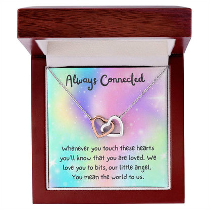 Always Connected - Daughtergranddaughter Connected Hearts Rose Gold Necklace Interlocking Hearts Necklace
